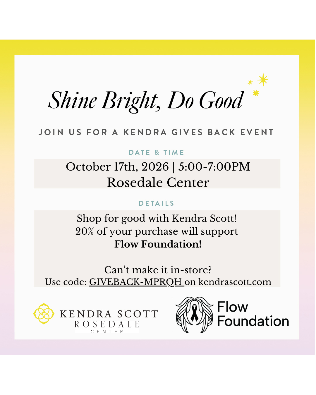 Shine Bright, Do Good event flyer