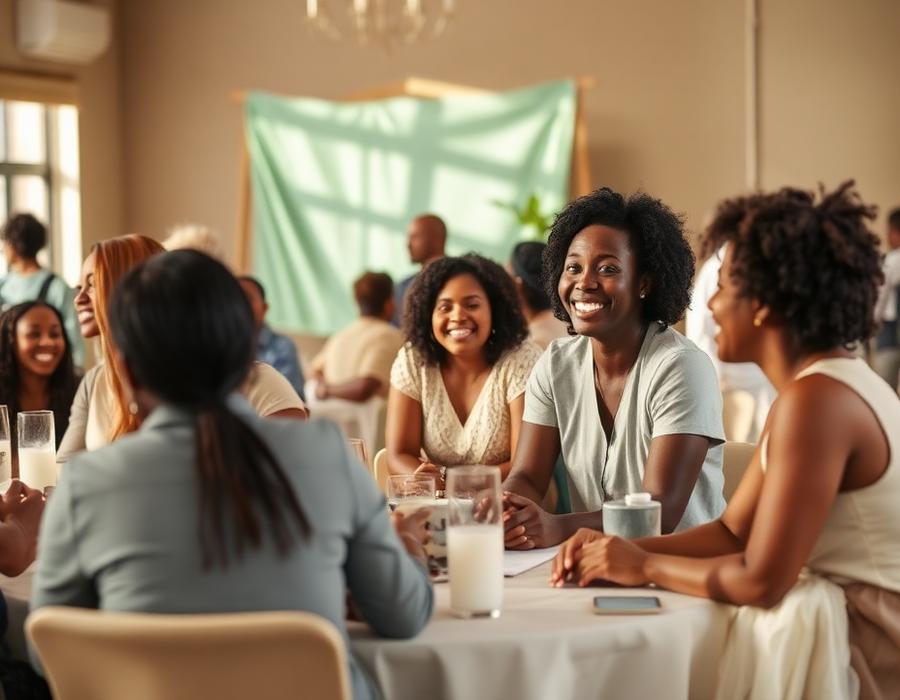 Community members gathered at a Flow Foundation event